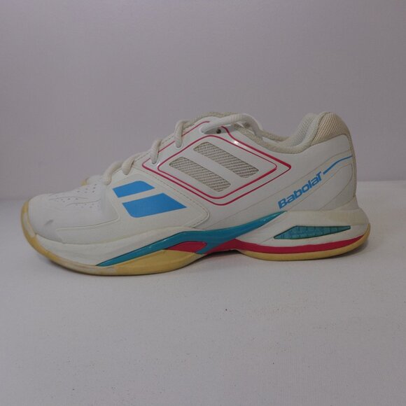 Babolat Propulse Team BPM Tennis Court Shoes White Pink Turquoise Women Size 6.5 - Picture 1 of 7
